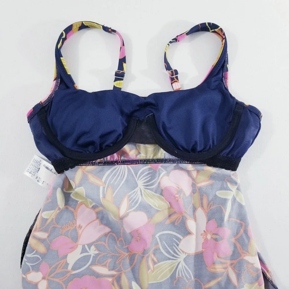 Lands End Floral Tankini Top Women Size 4
